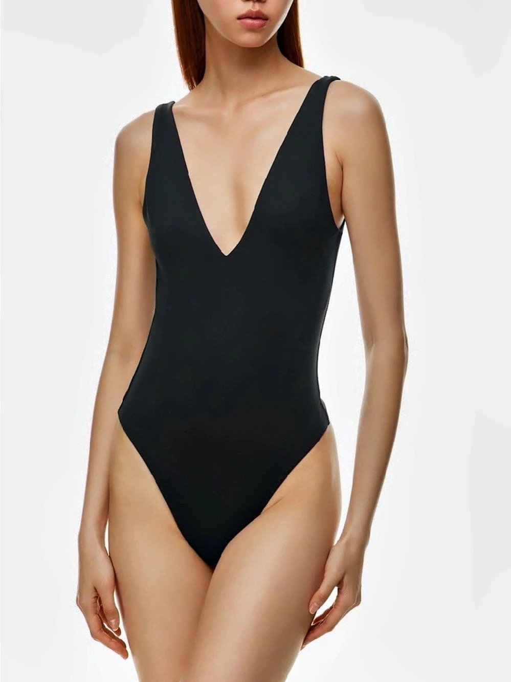Babaton Contour V-Neck Bodysuit Black One-piece